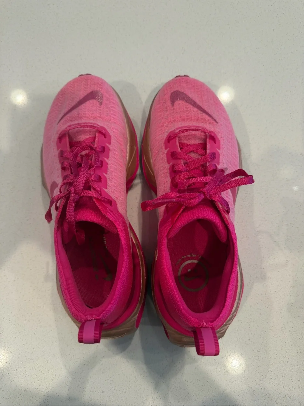 Nike Women's Pink Running zoom x invincible 3 shoes with Gold Accents size 9.5